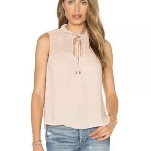 Free People Ruffle Me Up Sleeveless Front Tie Blouse Ivory Size Medium Casual